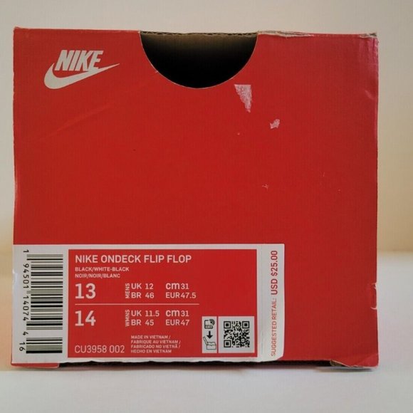 Nike On Deck Black Flip Flops with White Logo - Picture 5 of 5